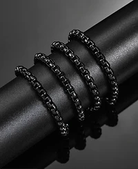 Rhona Sutton Men's Rolo Chain Bracelet in Black Plated Stainless Steel