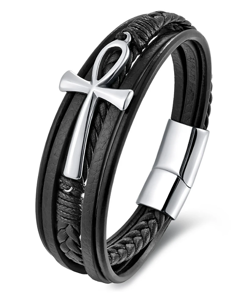 Rhona Sutton Men's Crux Leather & Stainless Steel Bracelet