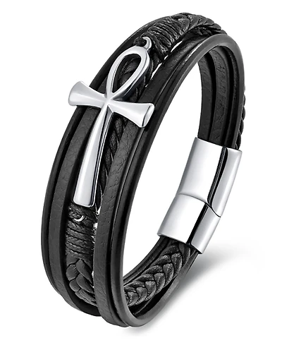 Rhona Sutton Men's Crux Leather & Stainless Steel Bracelet