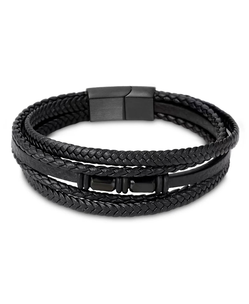 Rhona Sutton Men's Imperial Leather & Stainless Steel Bracelet
