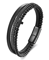 Rhona Sutton Men's Vero Faith Leather Stainless Steel Bracelet
