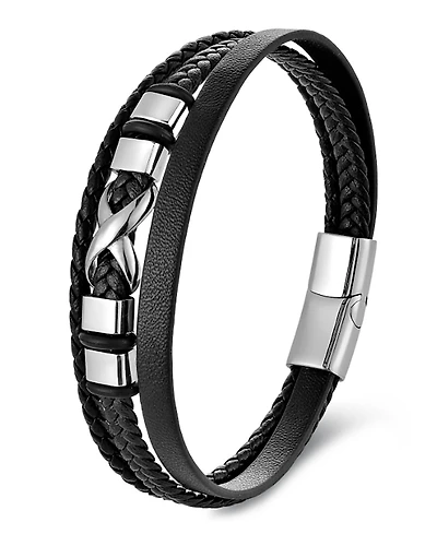 Rhona Sutton Men's Stainless Steel & Corvian Leather Bracelet