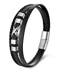 Rhona Sutton Men's Stainless Steel & Corvian Leather Bracelet