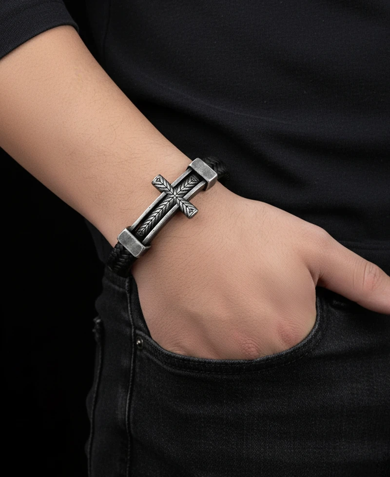 Rhona Sutton Men's Crucible Leather & Stainless Steel Bracelet