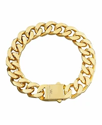 Rhona Sutton Men's Stainless Steel Cuban Chain Bracelet in 18k Gold Plated