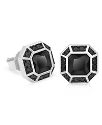 Rhona Sutton Men's Stud Earrings in 14k White Gold Plated Sterling Silver
