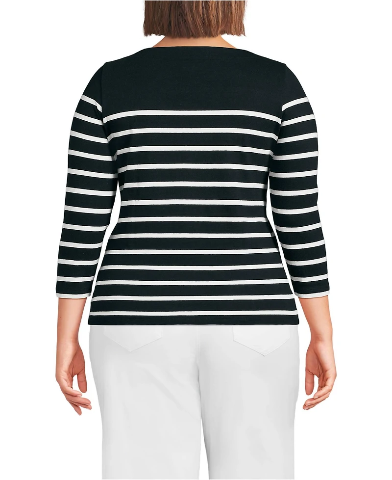 Lands' End Women's Plus Mariner Jersey Boatneck Top