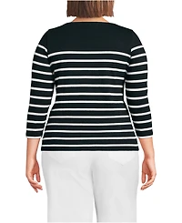 Lands' End Women's Plus Mariner Jersey Boatneck Top