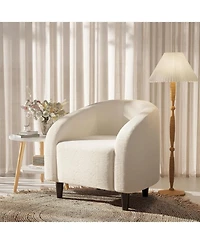Gaomon Chair Living Room Chairs Boucle Barrel Chairs Round Armchairs for Bedroom Waiting Room Office Reception Chairs