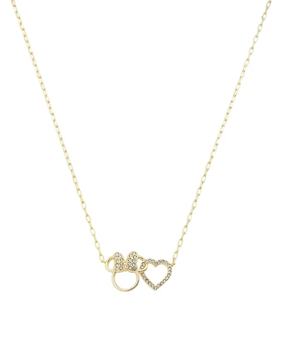 Disney Minnie Mouse Crystal Open Heart and Minnie Pendant Necklace