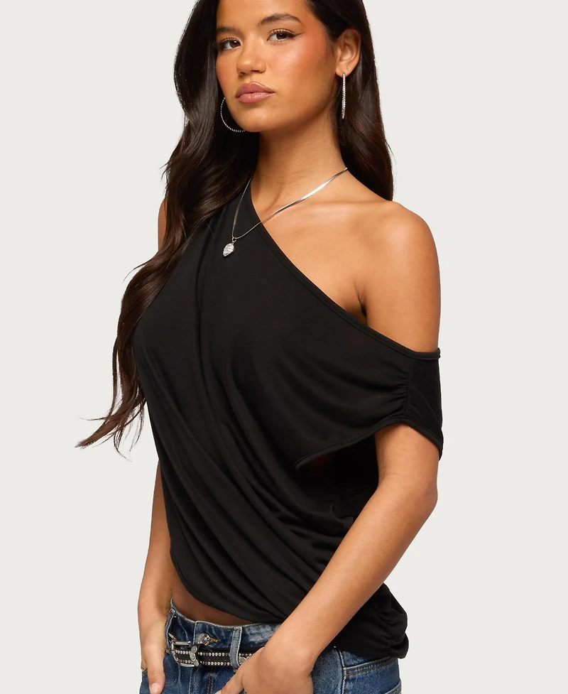 Edikted Women's Ofelia Asymmetric Off Shoulder Ruched Top