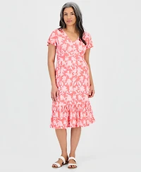 Style & Co Petite Printed Knit V-Neck Midi Dress, Macy's Exclusive