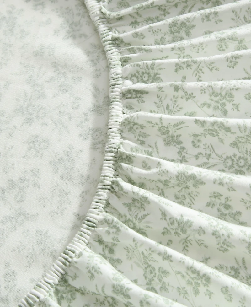 Laura Ashley Floral Toile 300-Thread Count Cotton Sateen 3-Pc. Sheet Set, Twin