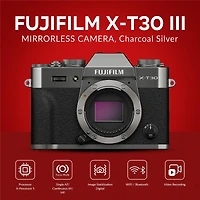 gaomon Fujifilm X T30 Iii Mirrorless Camera, Charcoal Silver with Battery & Smart Charger