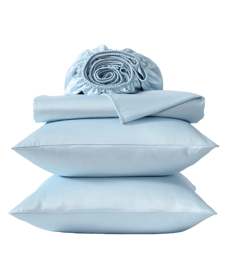 Laura Ashley Solid Satin Bliss -Pc. Sheet Set