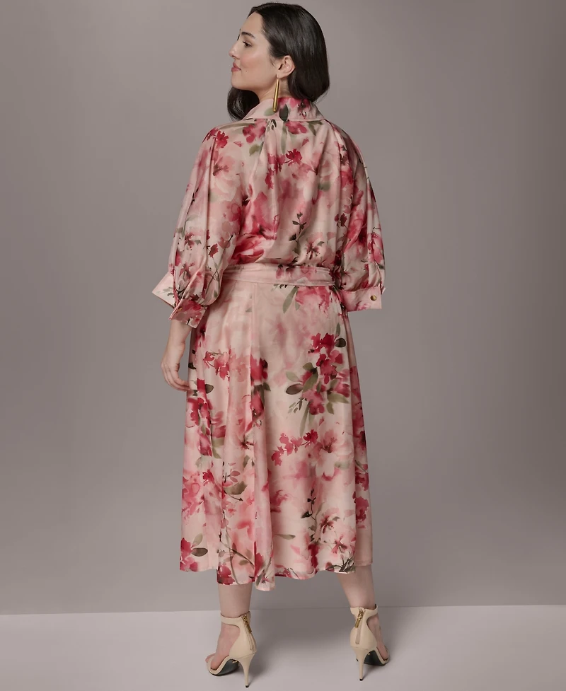 Donna Karan New York Plus Short-Sleeve Organza Shirt Dress