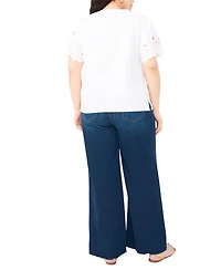 Vince Camuto Plus Crewneck Pull-On Top