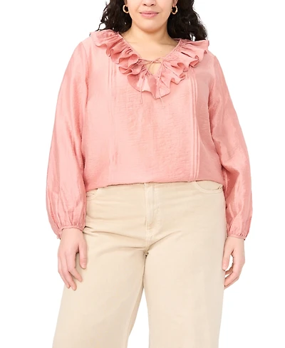 Vince Camuto Plus Ruffle V-Neck Top