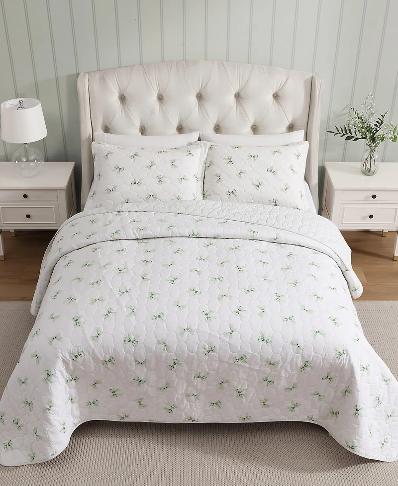 Laura Ashley Bouncy Bows Reversible 3-Pc. Quilt Set, King