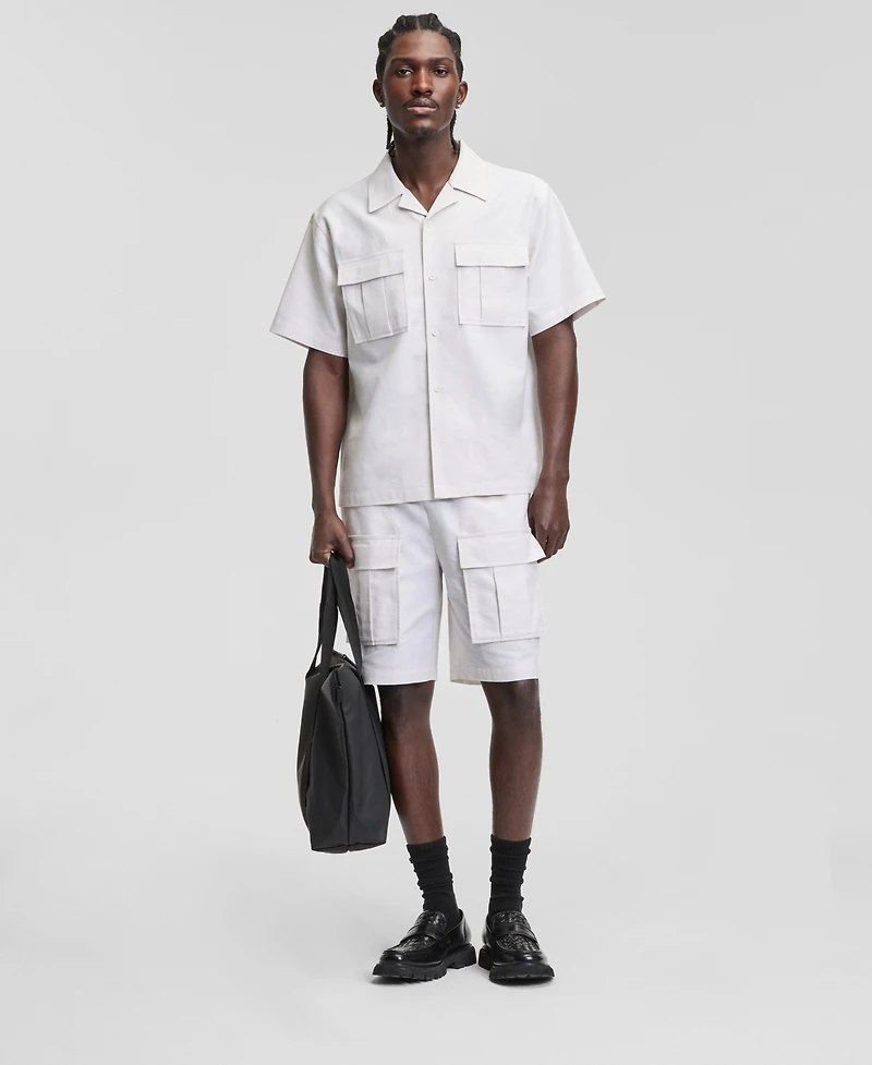 Mode of One Men's Linen & Cotton Relaxed Utility Shirt, Macy's Exclusive