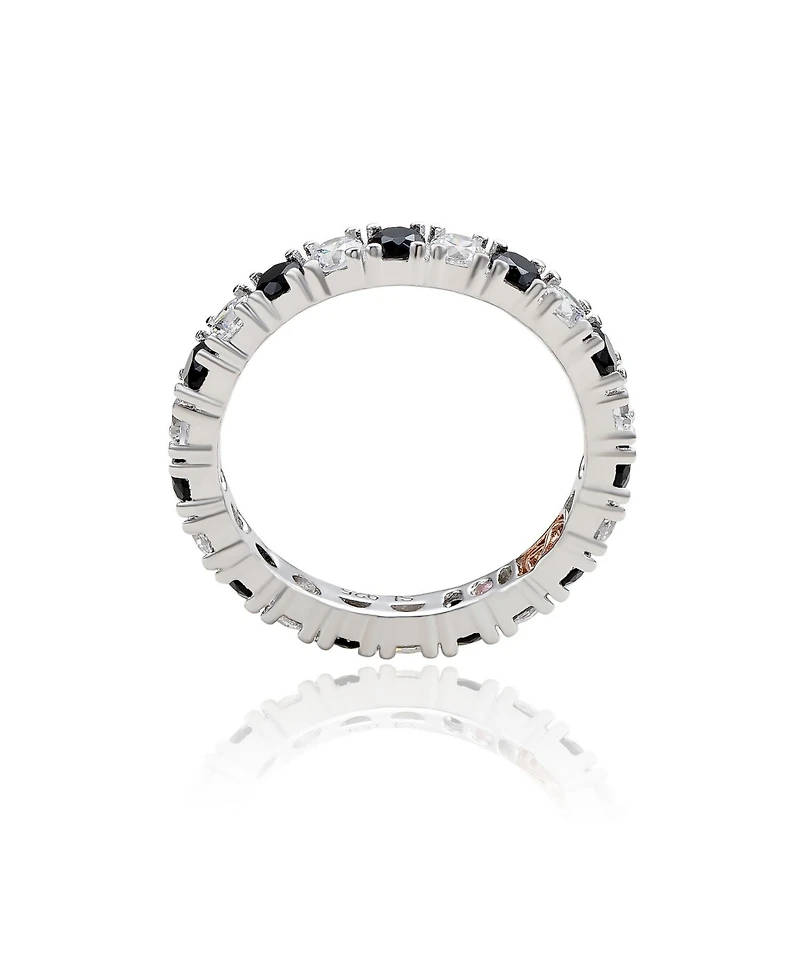 Suzy Levian Sterling Silver Cubic Zirconia Alternating Stone Eternity Band Ring