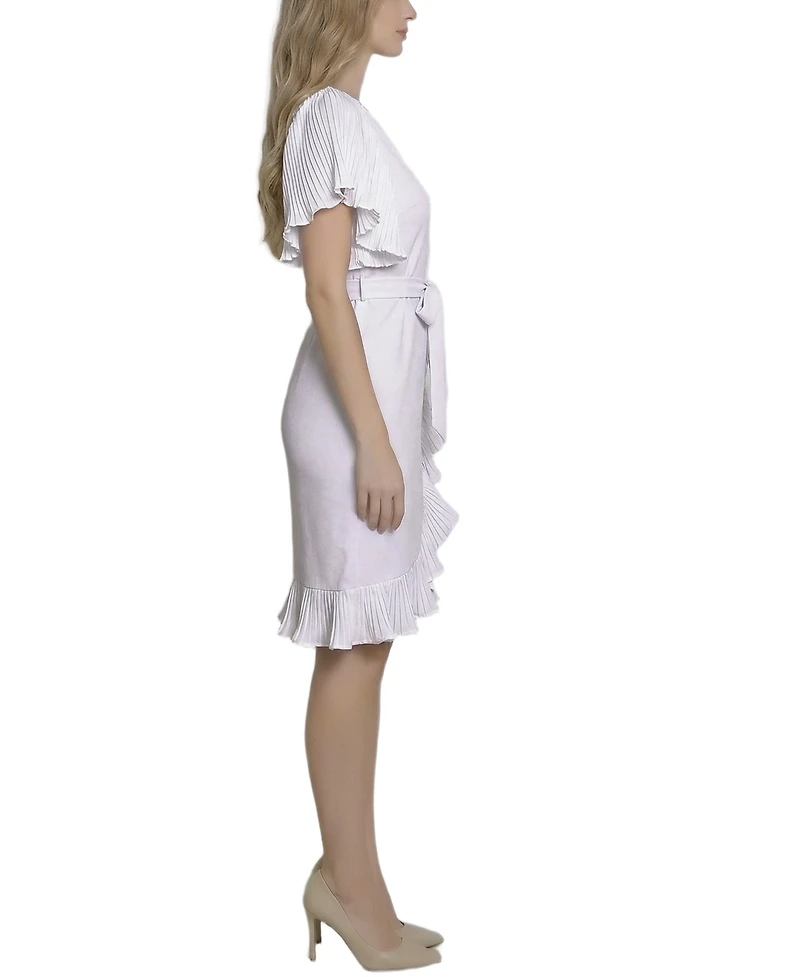 Ny Collection Women's Short-Sleeve Pleated Ruffle Dress