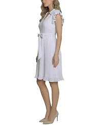 Ny Collection Women's Plisse Pleated Short-Sleeve Dress