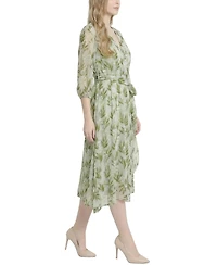 Ny Collection Women's V-Neck Belted Chiffon Dress