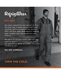 RefrigiWear Men's Cooler Wear Bib Overalls - 10°F Comfort, Insulated, Water-Repellent, Durable, Workwear for Freezer & Cold Environments