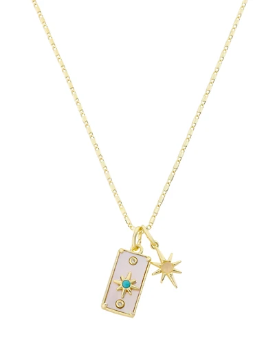 Unwritten Cubic Zirconia and Mother of Pearl Celestial Cluster Charm Pendant Necklace