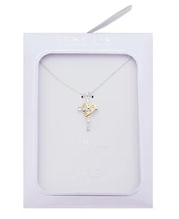 Unwritten Cubic Zirconia Cross with Open Heart Pendant Necklace