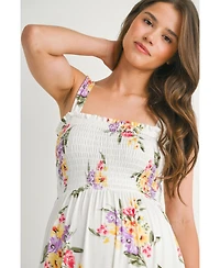 Hello Miz Maternity Floral Sleeveless Smocked Empire Waist Dress