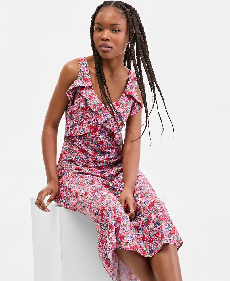 Liverpool Los Angeles Women's Sleeveless Ruffle-Front Maxi Dress