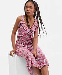 Liverpool Los Angeles Women's Sleeveless Ruffle-Front Maxi Dress