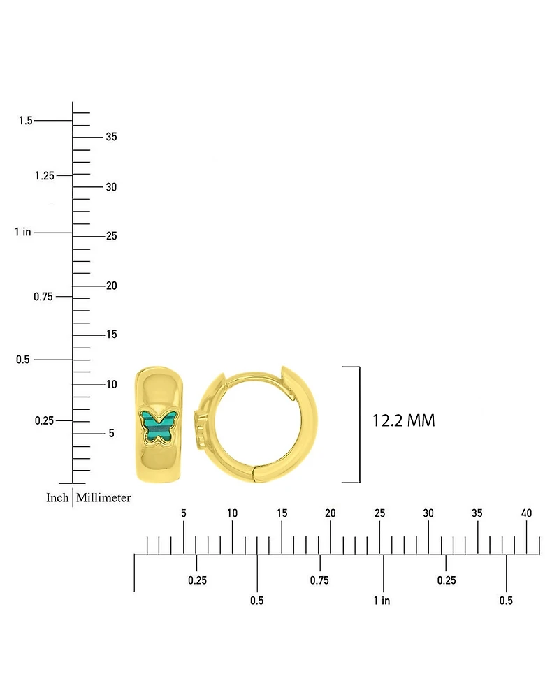 Macy's Simulated Malachite Butterfly Huggie Earrings in 14k Yellow Gold Over Sterling Silver