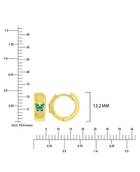 Macy's Simulated Malachite Butterfly Huggie Earrings in 14k Yellow Gold Over Sterling Silver