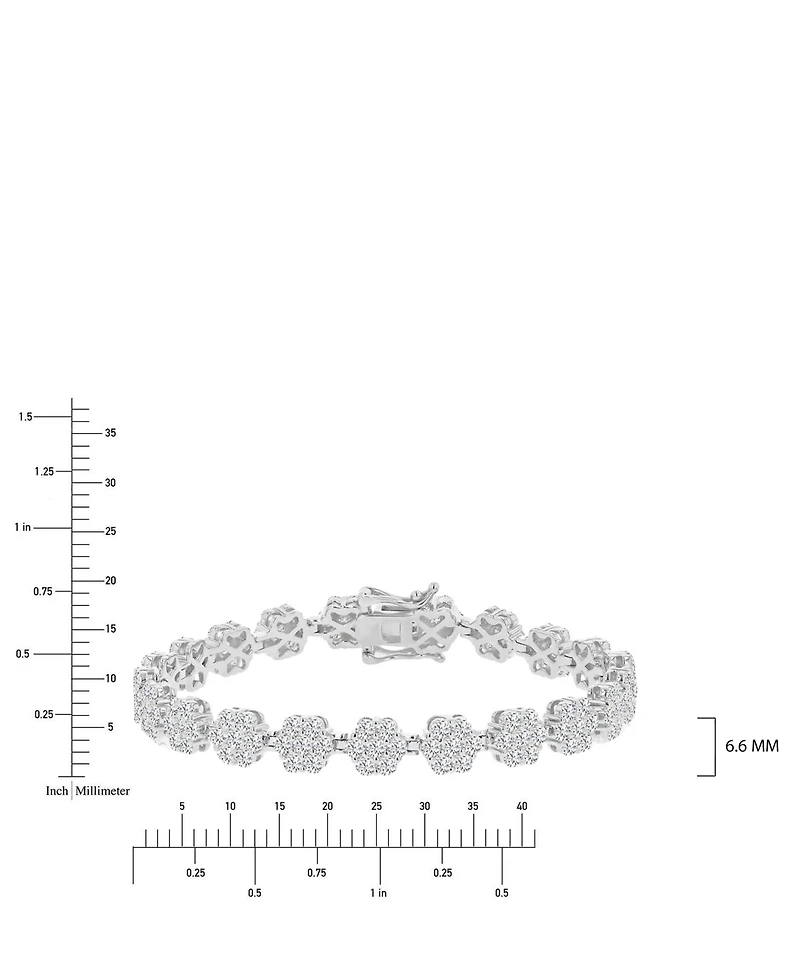 Macy's Cubic Zirconia Flower Tennis Bracelet in Rhodium Over Sterling Silver