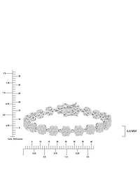 Macy's Cubic Zirconia Flower Tennis Bracelet in Rhodium Over Sterling Silver