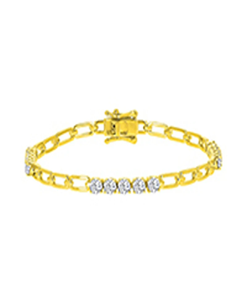Macy's Cubic Zirconia Station Bracelet in 14k Yellow Gold Over Sterling Silver