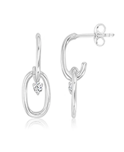 Macy's Cubic Zirconia Link Dangling Earrings in Rhodium Over Sterling Silver