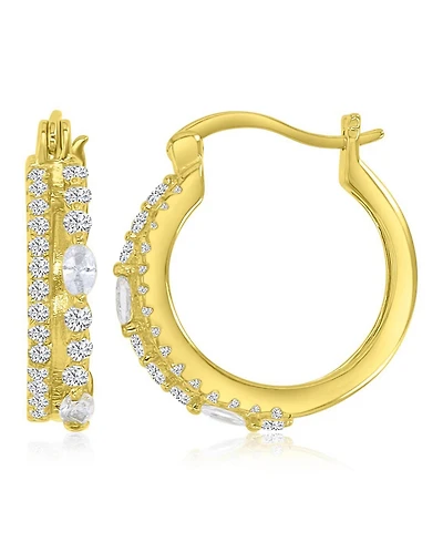 Macy's Cubic Zirconia Huggie Earrings in 14k Yellow Gold Over Sterling Silver