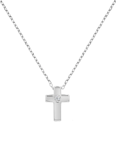 Macy's Cubic Zirconia Cross Necklace in 14k Yellow Gold Over Sterling Silver