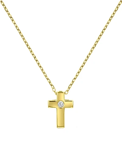 Macy's Cubic Zirconia Cross Necklace 14k Yellow Gold Over Sterling Silver