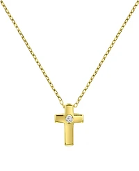 Macy's Cubic Zirconia Cross Necklace in 14k Yellow Gold Over Sterling Silver