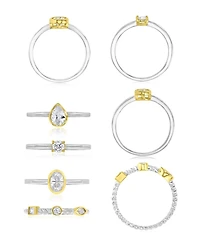 Macy's 4-Pc. Polished Cubic Zirconia Quadruple Ring Rhodium Over Sterling Silver