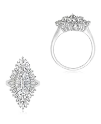 Macy's Polished Cubic Zirconia Cocktail Ring in Rhodium Over Sterling Silver