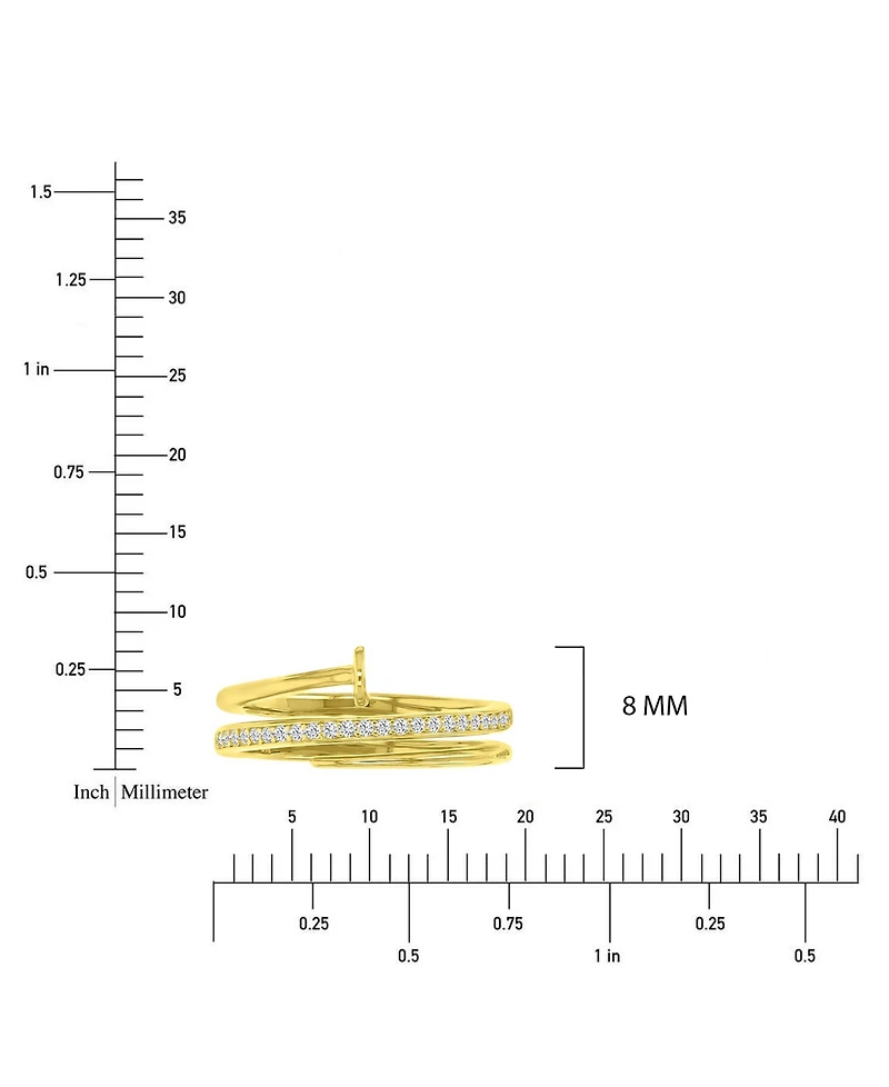 Macy's Cubic Zirconia Spiral Pin Ring in 14k Yellow Gold Over Sterling Silver