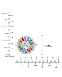 Macy's Multicolor Cubic Zirconia Large Flower Ring in Rhodium Over Sterling Silver