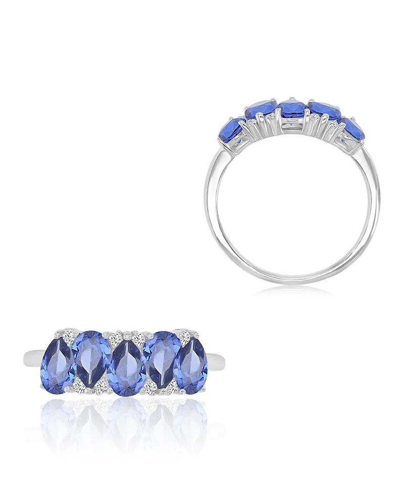 Macy's Tanzanite Cubic Zirconia Ring in Rhodium Over Sterling Silver