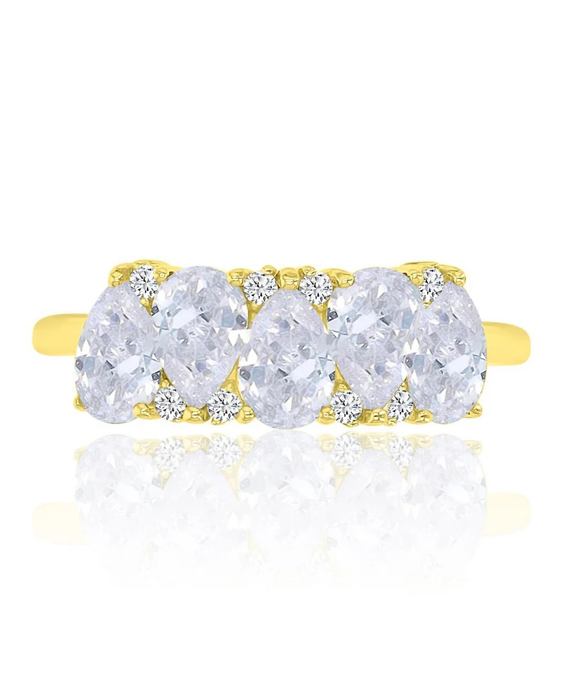 Macy's Pear-Shaped Cubic Zirconia Ring in 14k Yellow Gold Over Sterling Silver